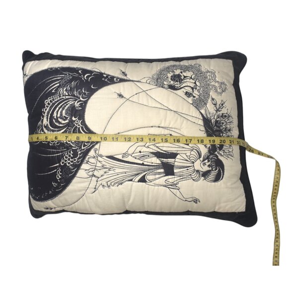 Vintage Aubrey Beardsley The Peacock Skirt Print Throw Pillow Quilted - Picture 4 of 10